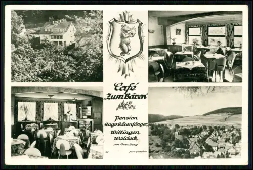 Foto AK - Willingen Waldeck  - Café Zum Bären Pension Bärenfänger + Ortspanorama