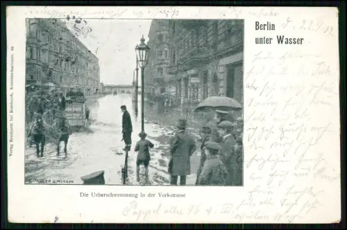 3x AK - Berlin - Yorkstraße Überschwemmung Hochwasser Straße Szene 1902 gelaufen
