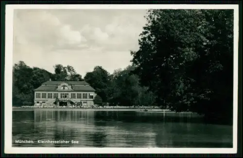 Foto AK München Kleinhesseloher See – Seerestaurant Englischer Garten 1935 gel.