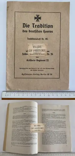 Die Tradition des deutschen Heeres Traditionsheft Nr 411 -Regt Nr 26 Art Regt 22