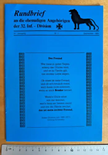 Rundbrief  32 S. - an ehem. Angeh. der 32. Inf. Div. - 31. Jg. Nr. 1 - Sep. 1980