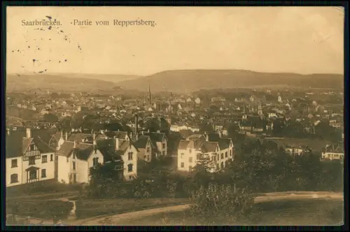 AK - Saarbrücken - Partie vom Reppertsberg Ansicht mit Wohnhäusern 1913 gelaufen