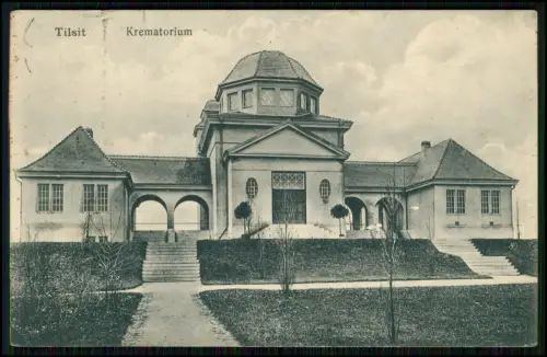 AK 1. WK - Tilsit Sowetsk Ostpreußen Krematorium - viele Stempel - 1916 Feldpost