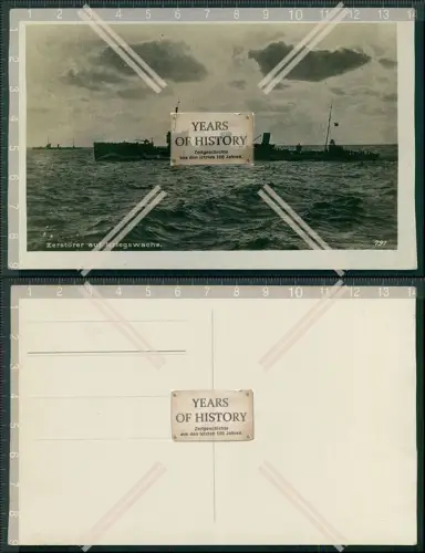 Foto AK 1.WK Deutscher Zerstörer auf Kriegswache