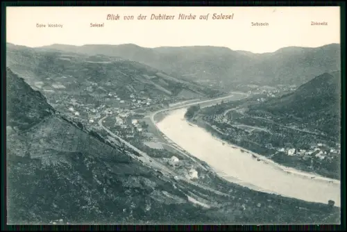 AK - Blick von der Dubitzer Kirche - auf Salesel Dolní Zálezly im Elbtal - 1911