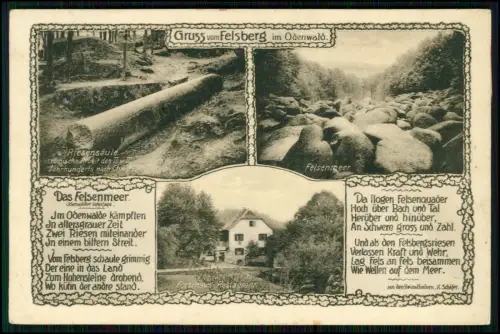 AK - Felsberg im Odenwald Felsenmeer - Forsthaus Restaurant  - 1928 gelaufen