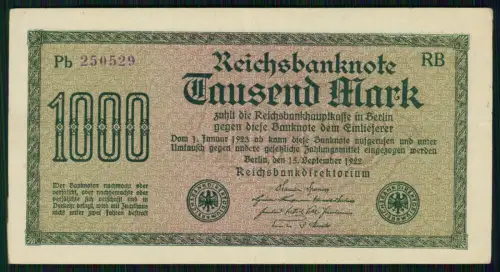 11x - alte Reichsbanknote 1000 Mark - Deutsches Reich - 1922
