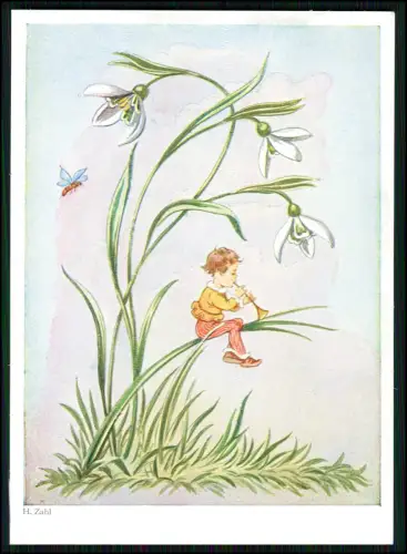 12x AK Primus Künstlerkarte - sign. H. Zahl - Kinder Blumen Schmetterlinge Zwerg