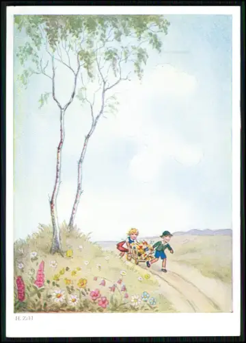 12x AK Primus Künstlerkarte - sign. H. Zahl - Kinder Blumen Schmetterlinge Zwerg