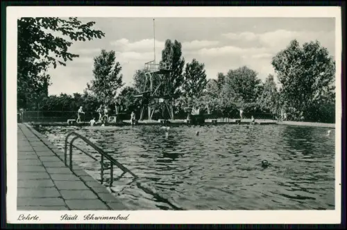 AK - Lehrte – Schwimmbad mit Sprungturm und Badebetrieb - 1942 Feldpost gelaufen