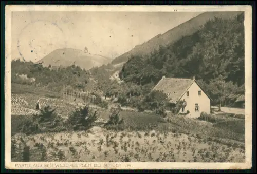 AK- Minden in den Weserbergen - Wohnhaus mit Garten am Hang - 1916 Feldpost gel.
