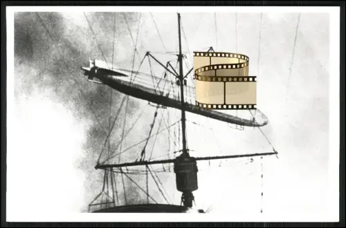 Foto AK Zeppelin LZ-50 - Kennung L16 Luftschiff Marine - ü. Schiffsmast Takelage