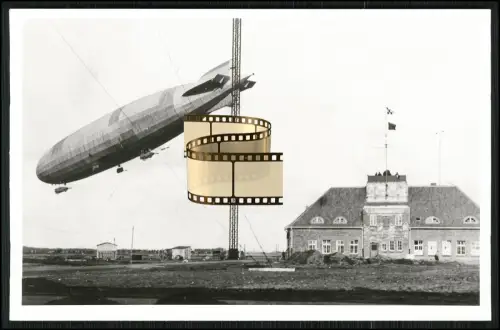 Foto AK Zeppelin LZ-63 - L30 Luftschiff Marine - Mastanlage Gebäude Marinebasis