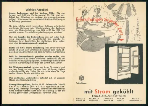 Werbung Berlin Charlottenburg Bewag Strom Rechnung - 1956 grafische Darstellung