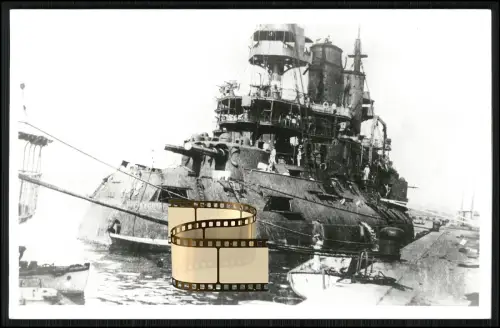 Orig. Foto russische Linienschiff Zessarewitsch in deutlich beschädigtem Zustand