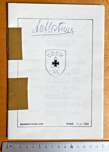 Heft 20 S. - Crew 34. Marineoffiziere - ca. 180 Anschriften mit Info Stand 1982