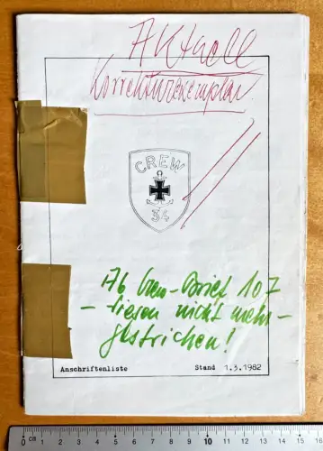 Heft 20 S. - Crew 34. Marineoffiziere - ca. 230 Anschriften mit Info Stand 1982