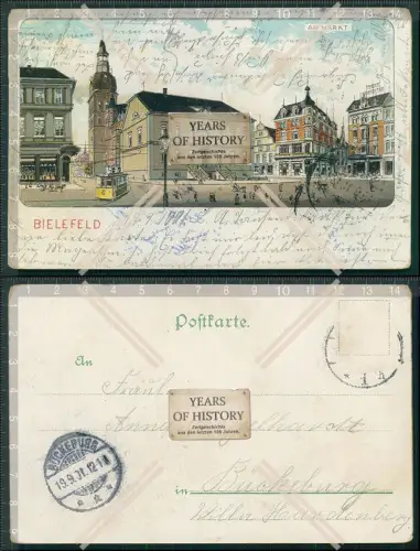 AK - Bielefeld - Litho 1901 gelaufen -  am Markt Straßenbahn uvm.