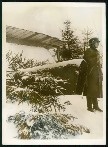 Pressefoto Scherl Bilddienst Westwall Wachposten Geschützstellung Wintereinsatz