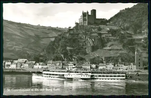 Foto AK - St Goarshausen Burg Katz - Raddampfer Schiller Kraft durch Freude KdF