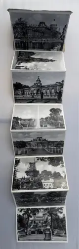 Original Leporello Album 10 zusammenhängenden Ansichten aus Potsdam Sanssouci