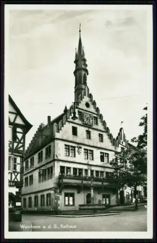 Foto AK - Weinheim an d. Bergstraße - Rathaus Marktplatz Brunnen - 1935 gelaufen