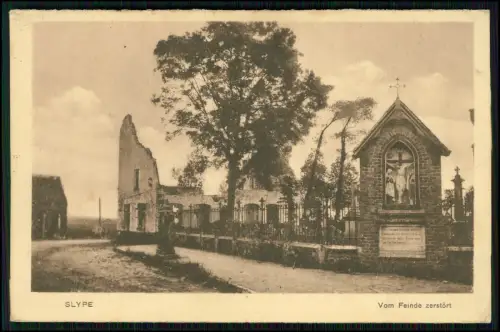 AK 1.WK - Slype Belgien Zerstörte Kapelle Kreuzigung - 18 Res. Div.1917 Feldpost