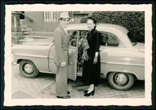 8x Foto - Mit unserem Auto Opel Olympia Rekord 1953 - zum Standesamt Hochzeit