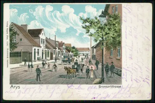 AK Litho - Arys Ostpreussen Orzysz Polen Bronsartstrasse Niederzeuzheim 1907 gel
