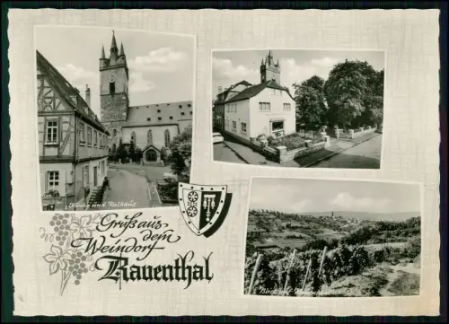 Foto AK Rauenthal Rheingau Eltville Kirche Rathaus Hotel Weinhaus Engel Weinberg