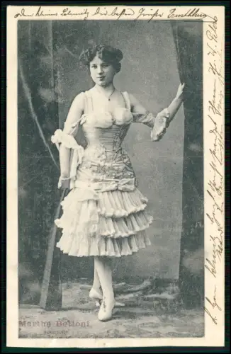 Martha Bettoni Soubrette Theater Porträt - Schauspielerin Bühne Kostüm 1907 gel.