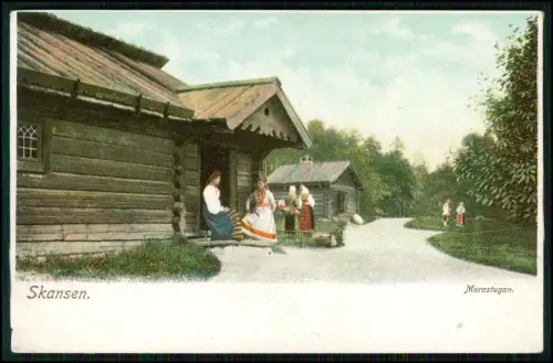 3x AK Morastugan Mora-Hütte Wohnhaus Freilichtmuseum Skansen Stockholm Schweden