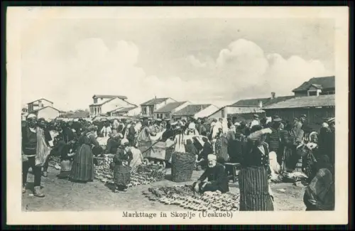 4x AK - Skopje Mazedonien Marktleben Händler Trachten Basar Alltag Stadt um 1910