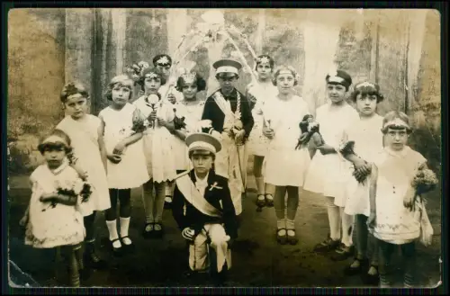 Echt Foto AK Gruppe Kinder festliche Kleidung Erstkommunion Schützenfest 1910