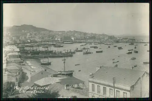 Echt Foto AK Vigo Galicien Spanien Hafenbereich Lagerhäuser Kaianlagen 1911 gel.