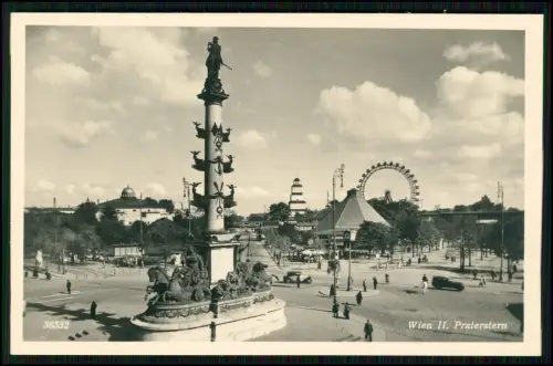 Foto AK Wien - Riesenrad, Planetarium, Straßenverkehr, Oldtimer, Fußgängern uvm.