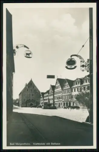 2x Echt Foto AK- Bad Mergentheim Marktplatz Rathaus Zunftschild Apotheke Gasthof