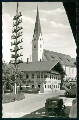 Echt Foto AK - Bernau am Chiemsee, Alter Wirt, Kirche, Renault 4CV, Dorfansicht
