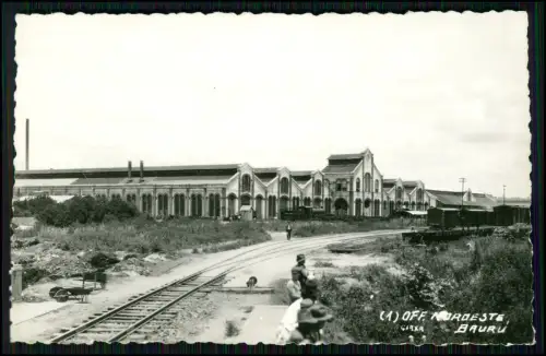 Echt Foto AK - Bauru, São Paulo, Brasilien, Eisenbahnwerkstatt, Gleisanlagen uvm