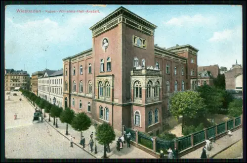 3x AK - Wiesbaden - Kaiser Wilhelms Heilanstalt Kochbrunnen uvm. - 1915 Feldpost