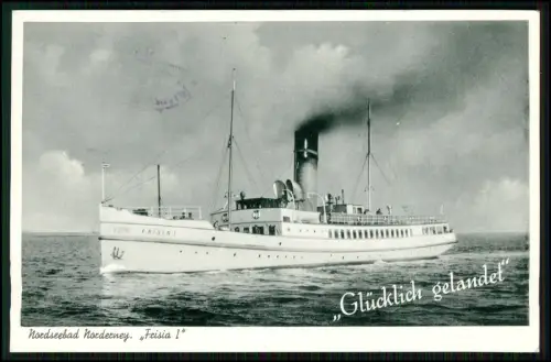 AK Insel Norderney - Frisia I auf See - Inselfähre Dampfschiff Bäderschifffahrt