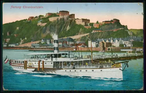 AK Koblenz Festung Dampfer Undine - Ers.-Batl. R.-I.-R. 17 Coblenz Feldpost 1916