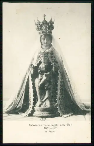 AK Werl NRW - Gekröntes Gnadenbild Muttergottes Jesuskind Krone Mantel 1911 gel.