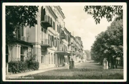 4x Foto AK - Franzensbad Böhmen - Morgenzeile Salzquelle Gondelteich Kaiserbad