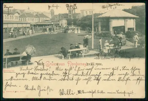 AK - Norderney - Bazare, Musikpavillon, Kirche und Schuhgeschäft - 1900 gelaufen