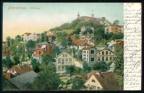 AK Lithografie - Hamburg Blankenese Süllberg Villenbebauung Elbhang - 1905 gel.