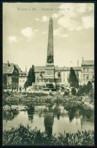 AK - Worms am Rhein - Blick auf das Denkmal von Ludwig IV - 1915 gelaufen