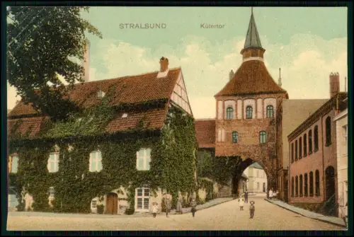 AK Hansestadt Stralsund - Kütertor - Historische Altstadtstraße - 1910 gelaufen