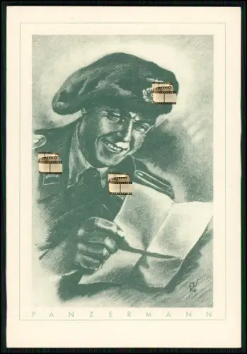 Orig. AK Portrait Soldat - Lächelnder Panzermann Signatur Ri Re Künstler Gero Re