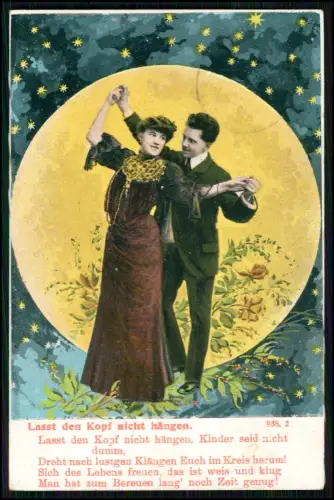 5x AK Tanzendes Paar in einem nächtlichen Szenario mit Vollmond und Sternen 1910